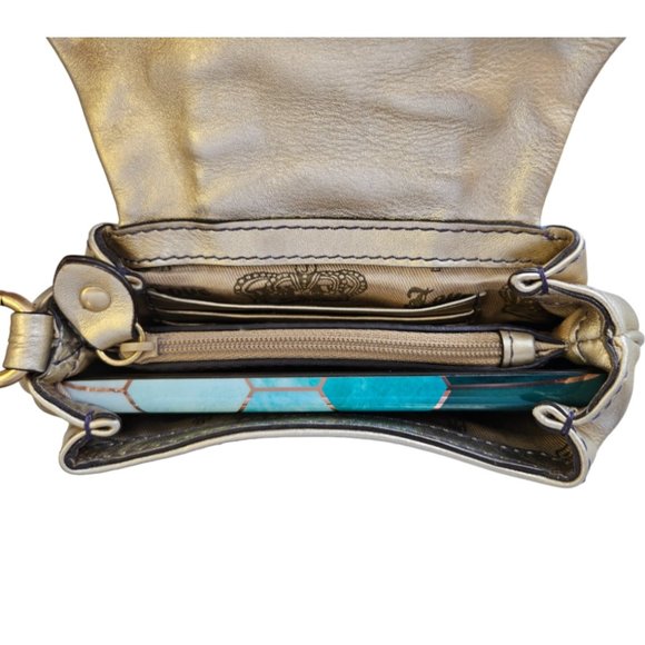 JUICY COUTURE Vintage Y2K Leather Wristlet Clutch  – Gold Metallic (EUC) - Picture 8 of 12